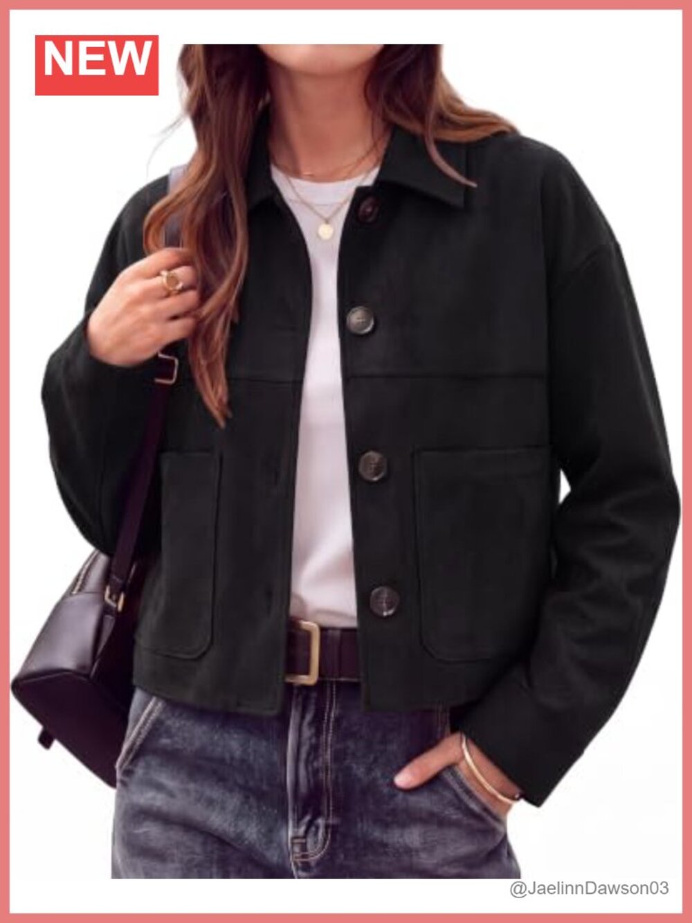 Faux Suede Cropped Jacket Button Down Casual Coat